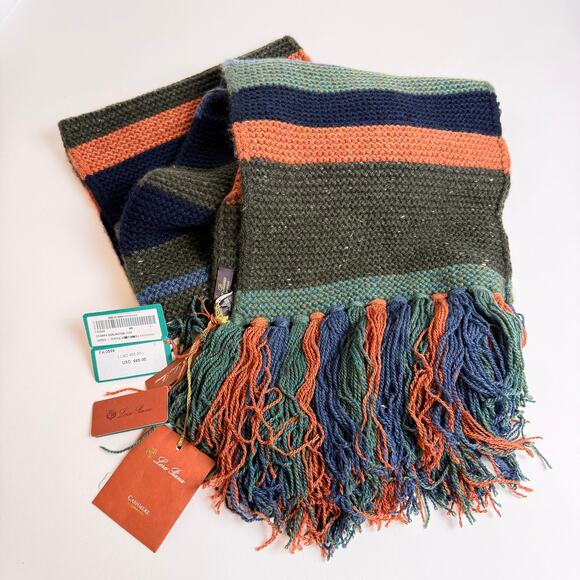 NWT Loro Piana Cashmere Scarf Sciapra Darlington Multicolored Stripe Knit - Picture 3 of 9